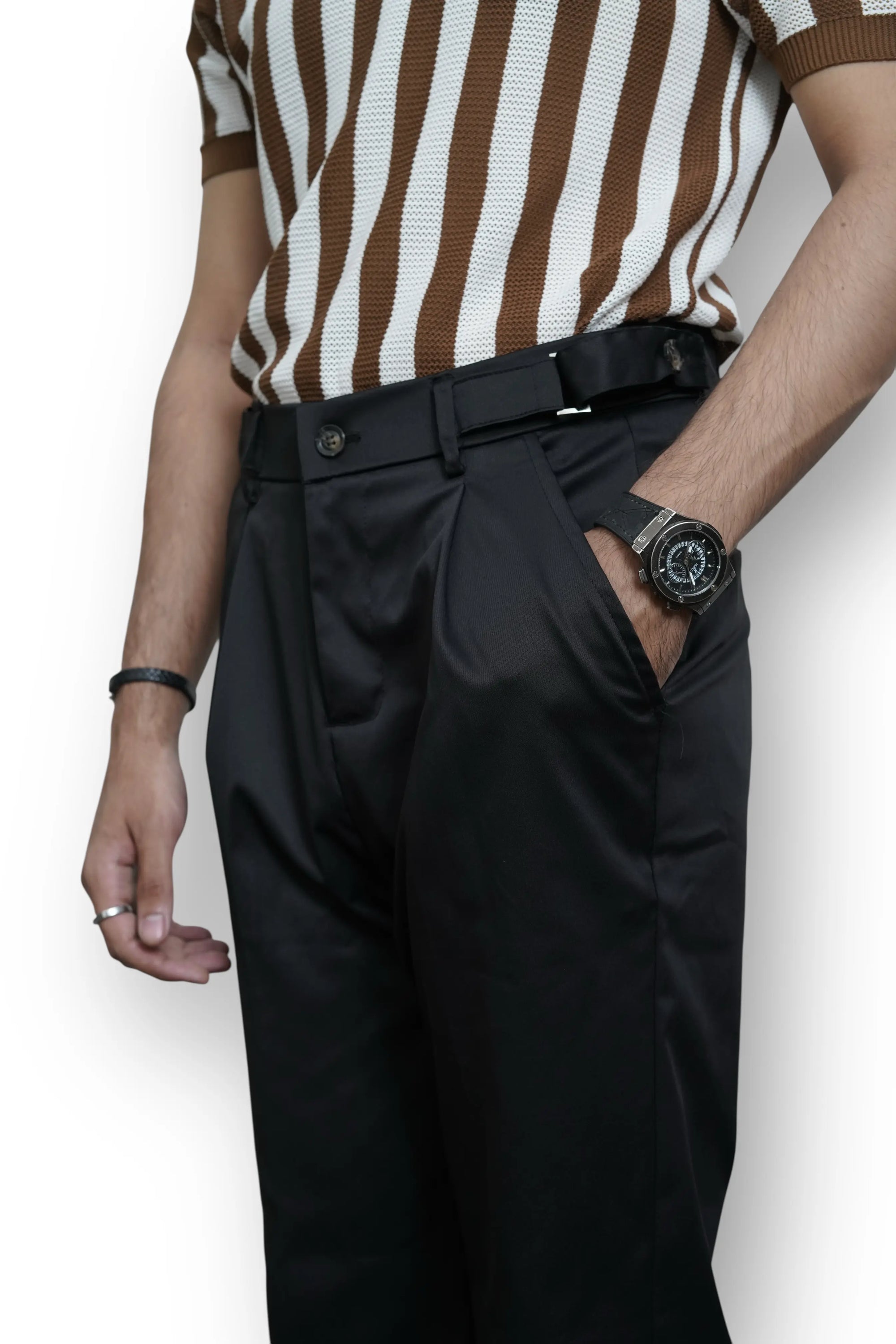 Italian Lycra Plated Pants ( Black )