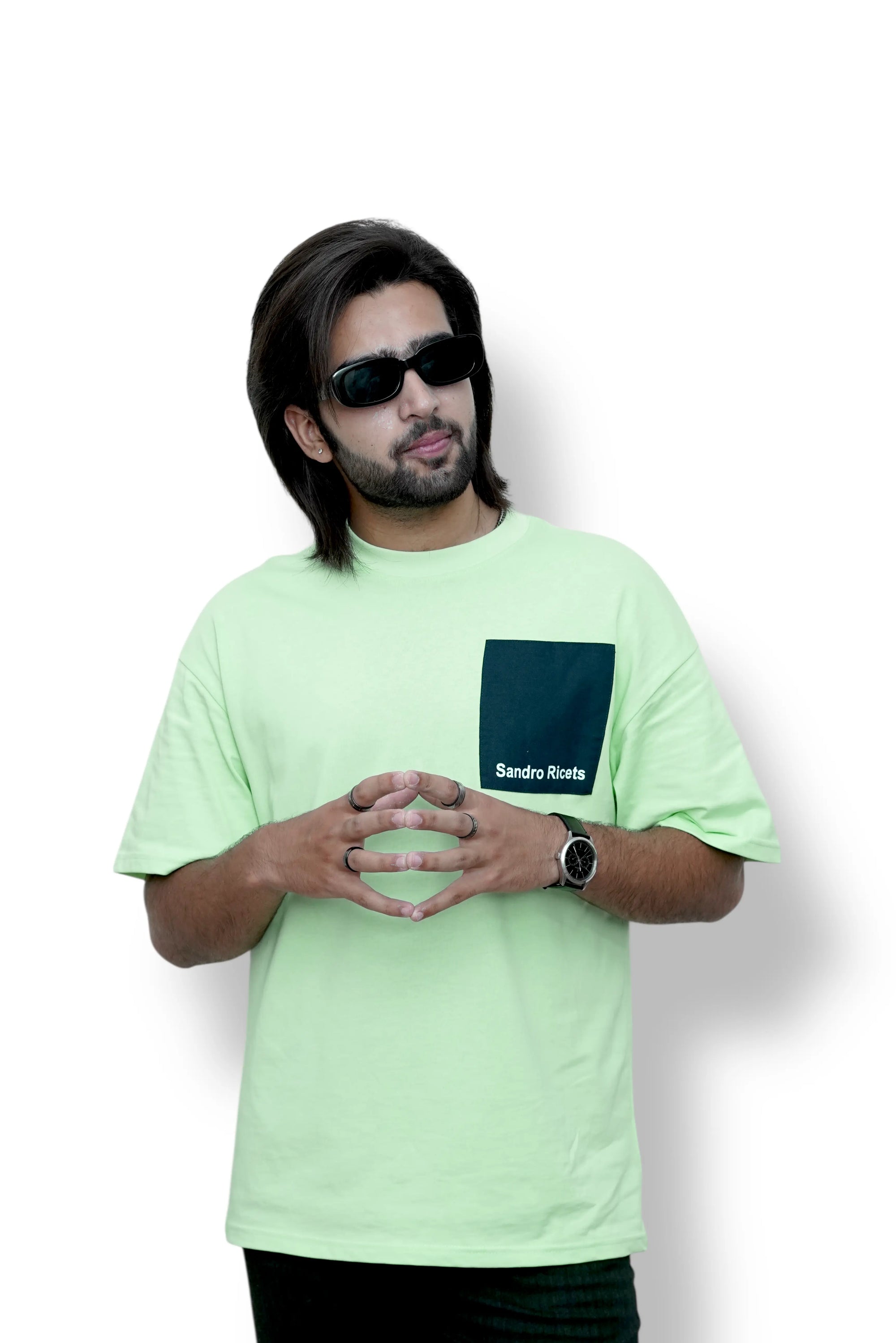 SEA GREEN DRAPED PUFF T-SHIRT