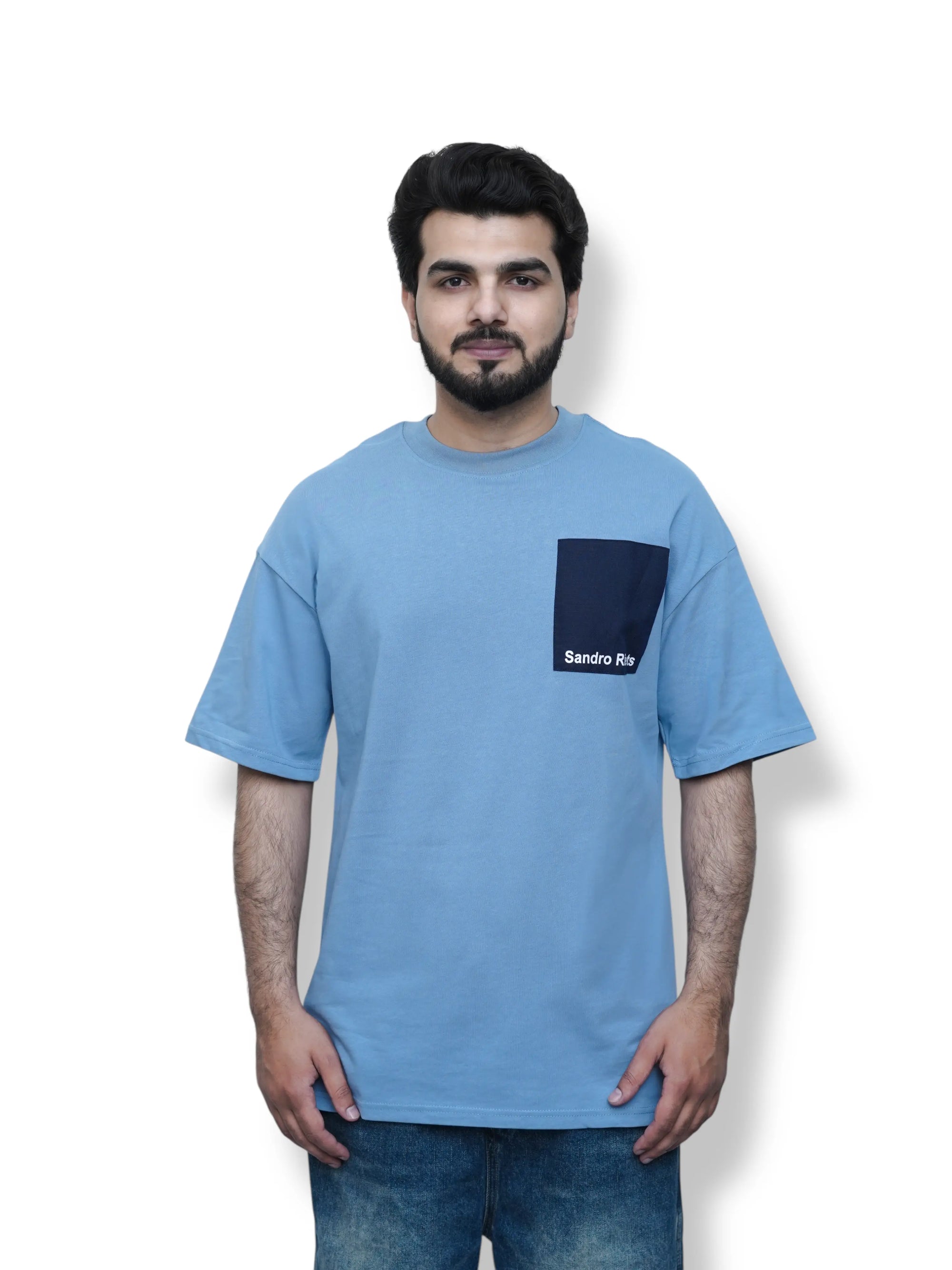 BLUE DRAPED PUFF T-SHIRT