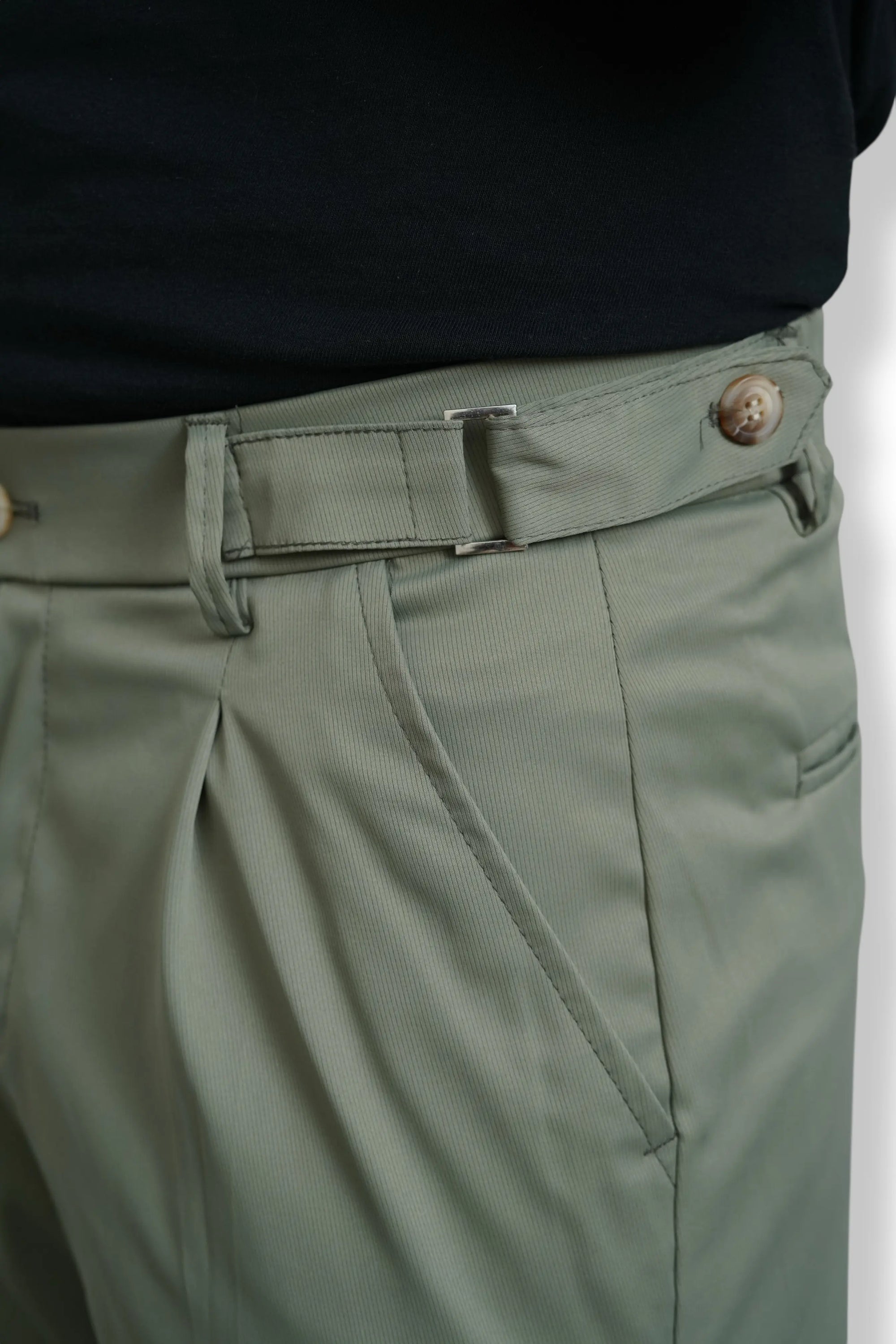 Italian Lycra Plated Pants ( Olive )