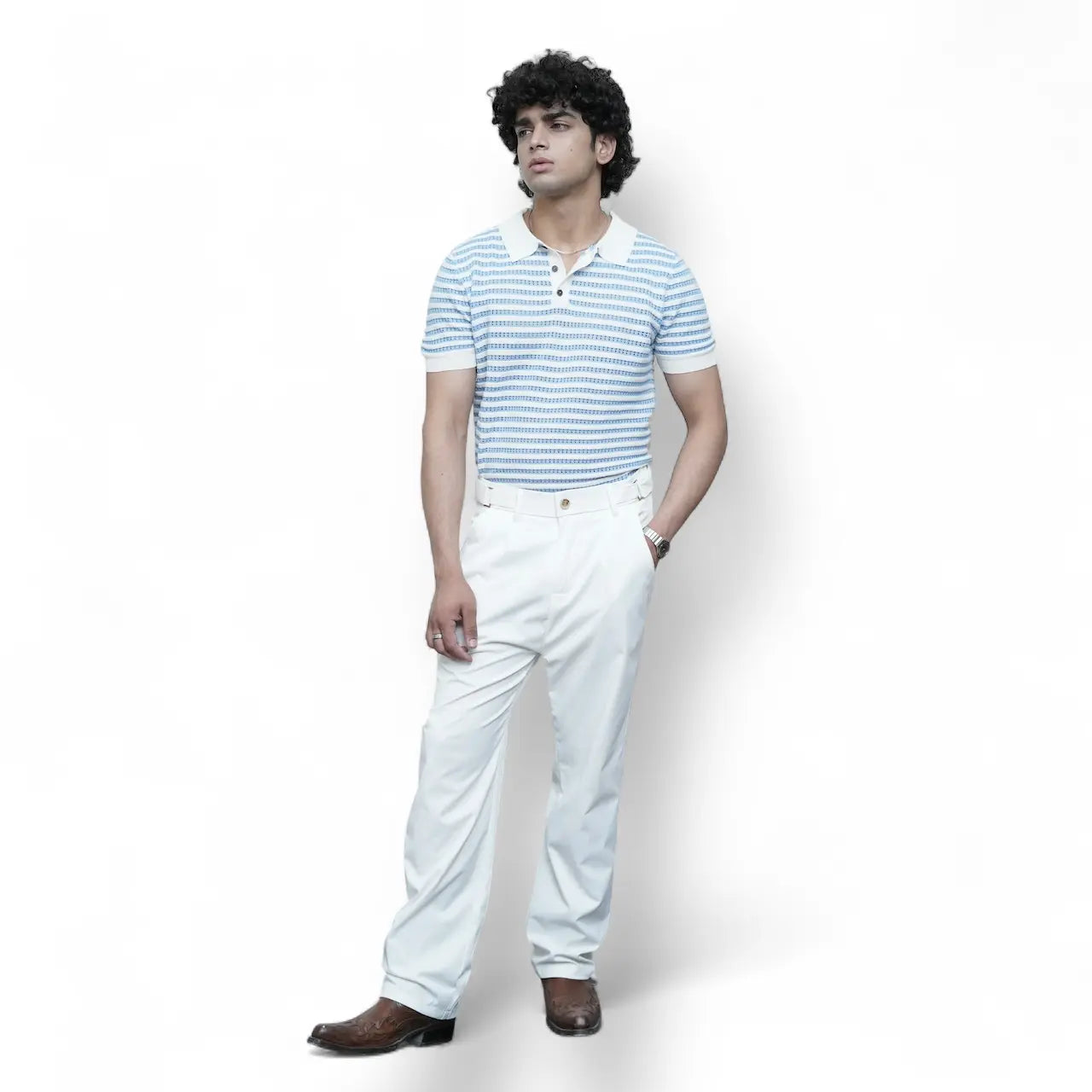 Italian Lycra Plated Pants ( White )