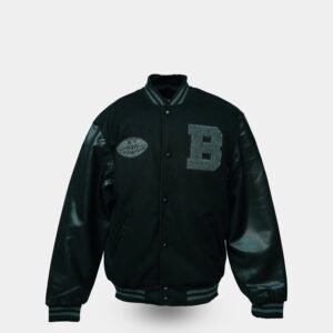 Chenille Embroided Varsity Jacket ( Black)