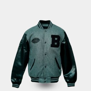 Chenille Embroided Varsity Jacket ( Grey )