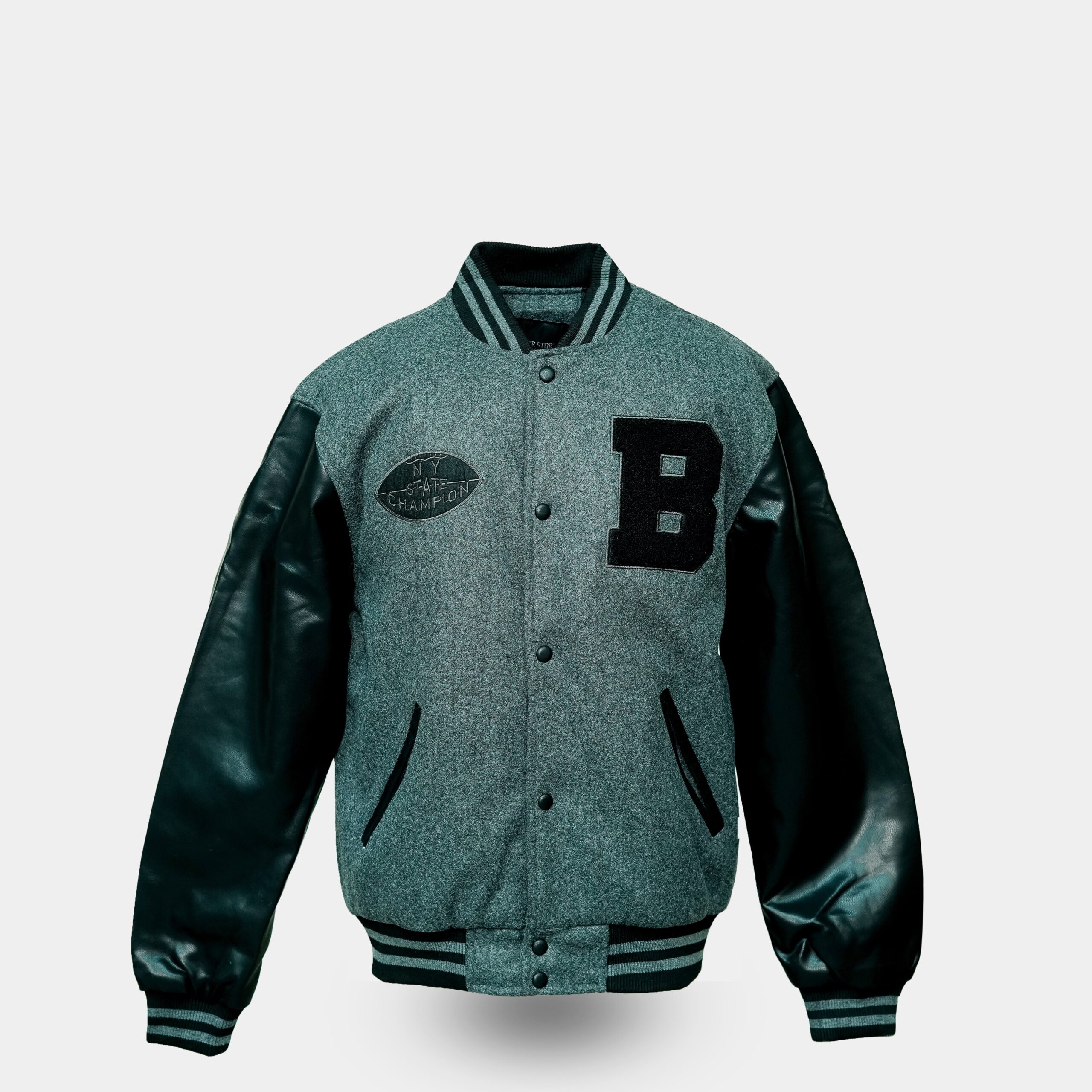Chenille Embroided Varsity Jacket ( Grey )