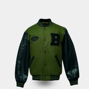 Chenille Embroided Varsity Jacket ( Olive )