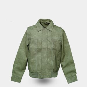 Acid Washed Faux Leather Jacket ( pale Olive )