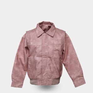 Acid Washed Faux Leather Jacket ( Pink )