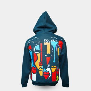 Abstract Face Graphic Hoodie ( blue )