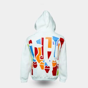 Abstract Face Graphic Hoodie ( white )