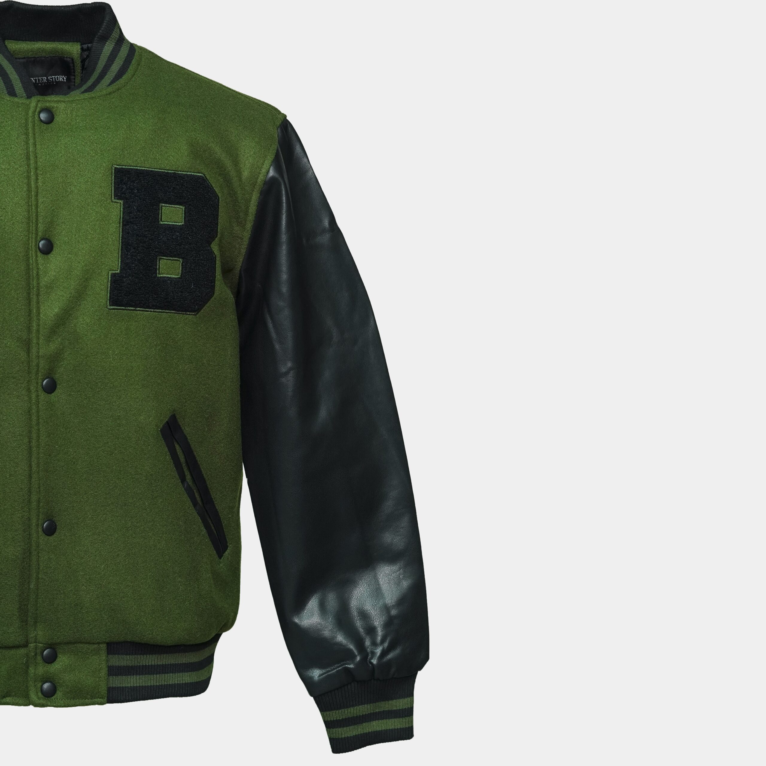 Chenille Embroided Varsity Jacket ( Olive ) - Image 3