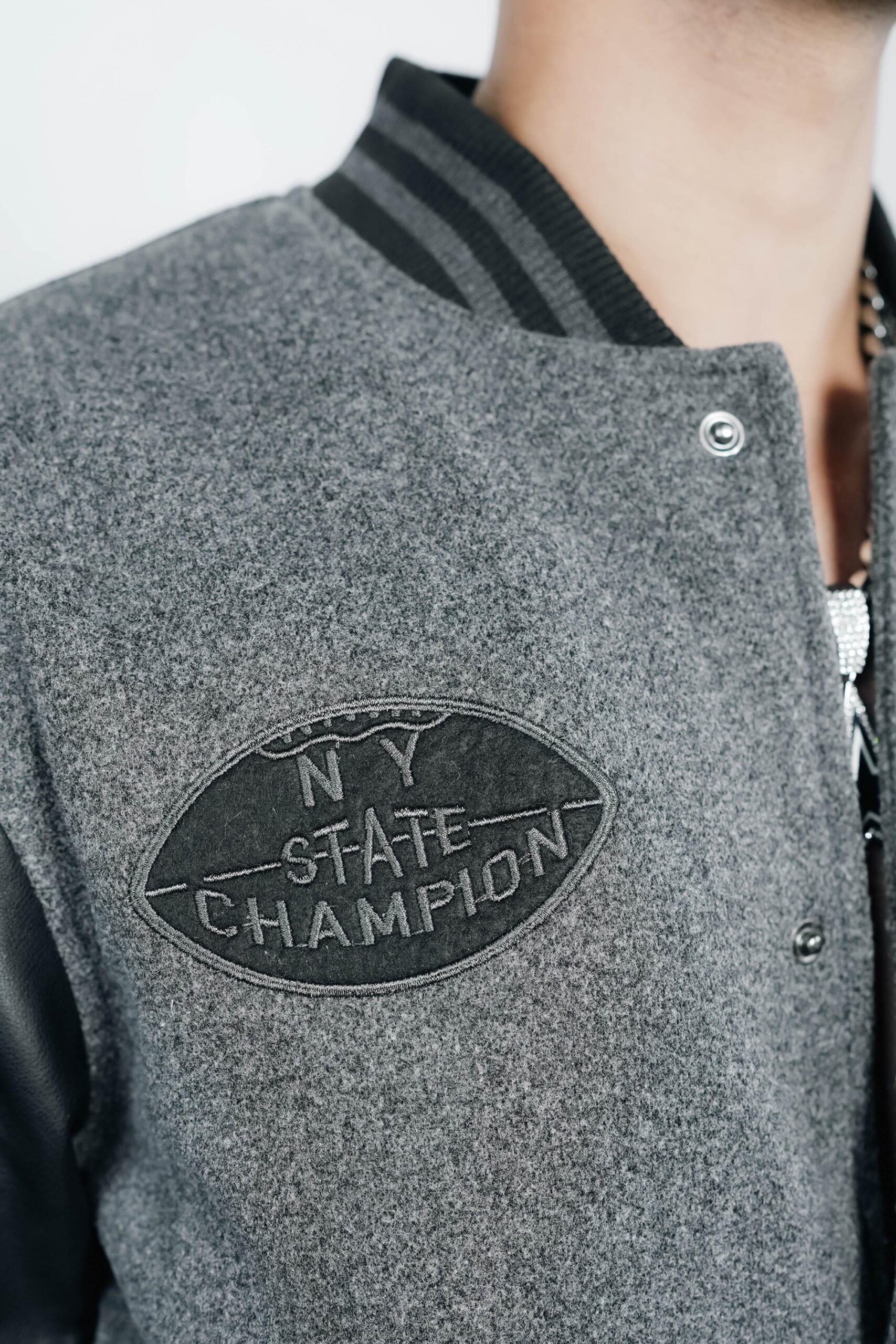 Chenille Embroided Varsity Jacket ( Grey ) - Image 4